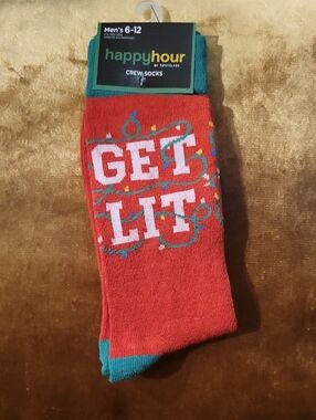 Tipsy Elves Red Crew Socks "GET LIT"